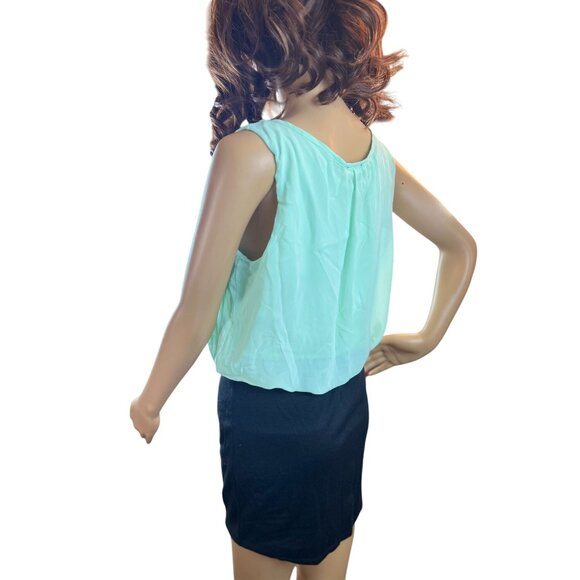 (5 for $25)Wet Seal Chiffon Top Colorblock Dress in Mint/Black Size Medium  NWT - Picture 5 of 9